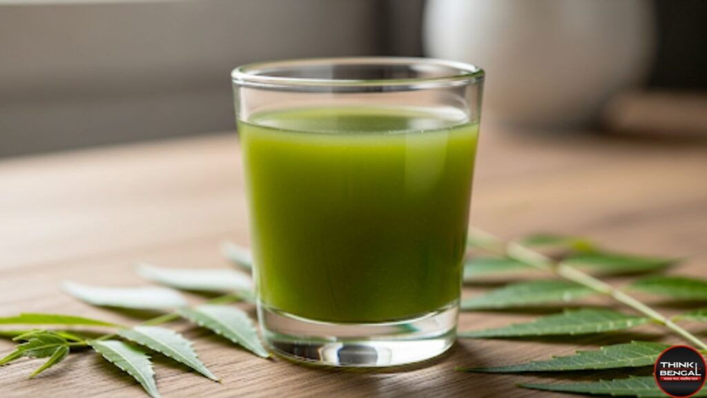 Neem leaf juice on an empty stomach
