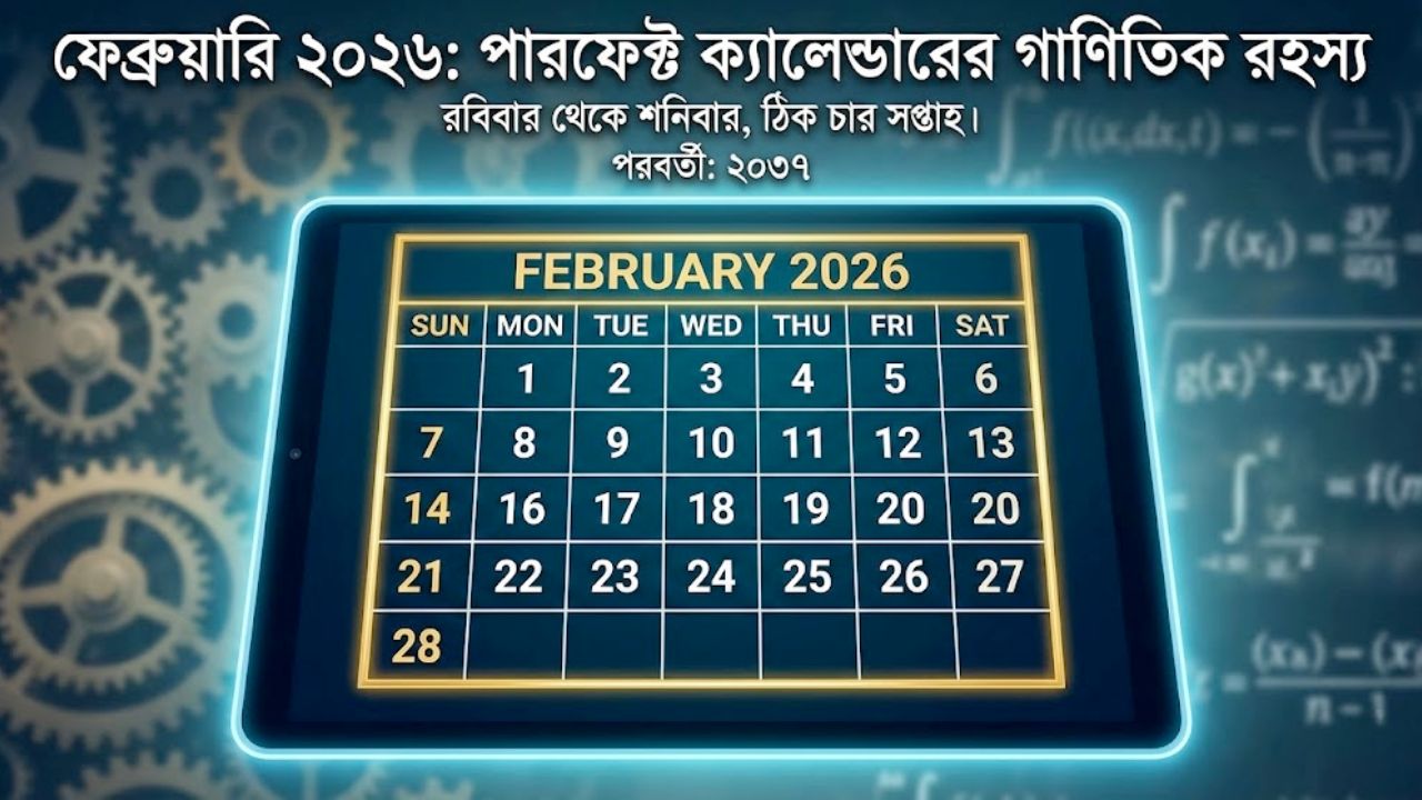 Perfect February 2026 Calendar Mathematical Pattern